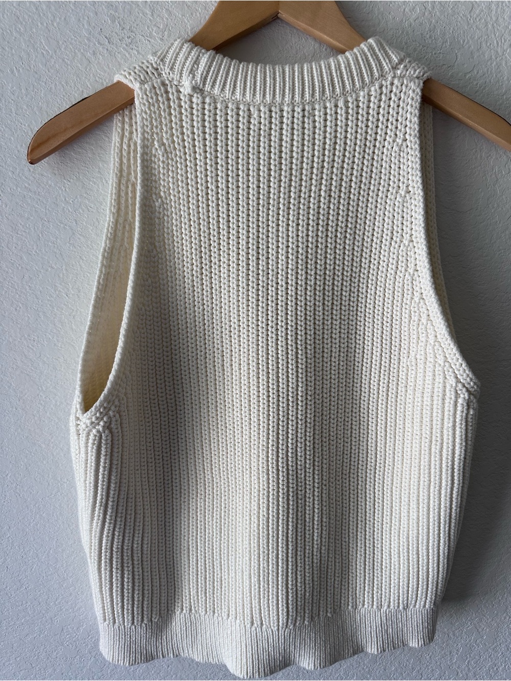 Madewell XL Chunky Knit Sweater Vest Cream Button Front Cotton Blend - Picture 4 of 4